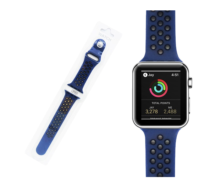 Zoom ZRSP-1013 38mm Sport Wrist Replacement Strap Bands for Apple Watch - Blue Dot - Zoom Image