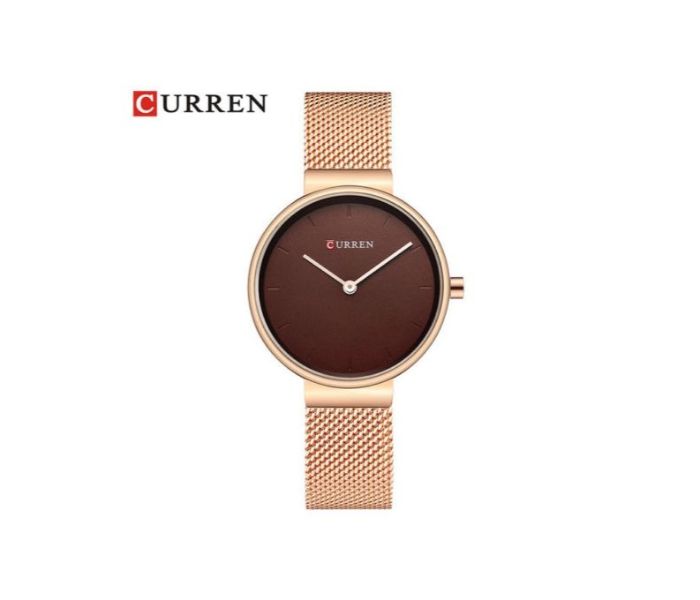 Curren 9016 Stylish Quartz Watch For Women Rose Gold And Brown - Zoom Image