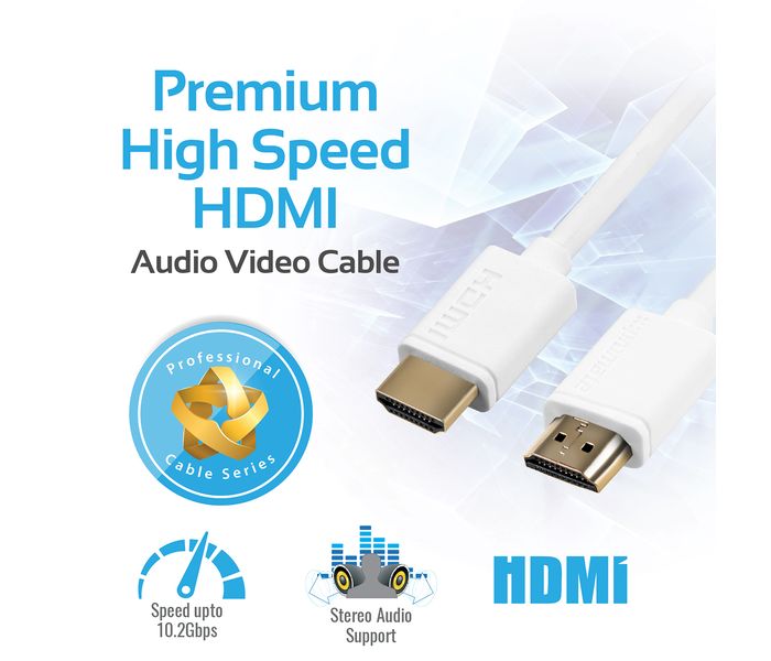 Promate LinkMate-H1L Premium 24K Gold Plated HDMI Cable - White - Zoom Image 1