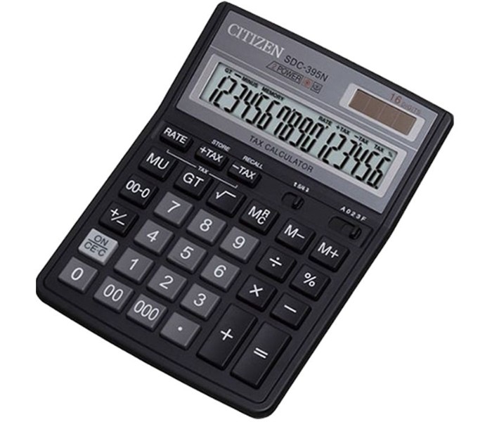 Citizen CTZ SDC 395 16 Digit Basic Calculator Black - Zoom Image 3