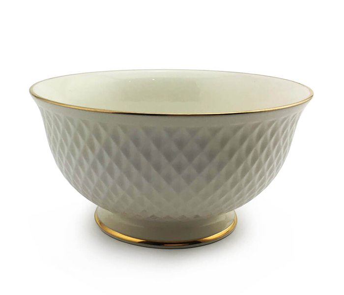 Qualitier QA-IP3318 21 CM E'Clat Gold Border Salad Bowl - White - Zoom Image