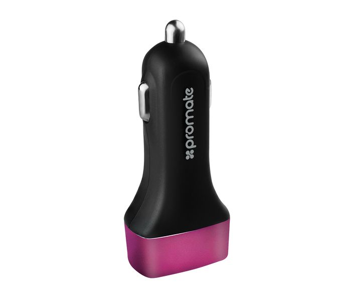 Promate Trica Ultra Fast Lightweight Universal Car Charger with 3 Port USB, Pink - Zoom Image 4