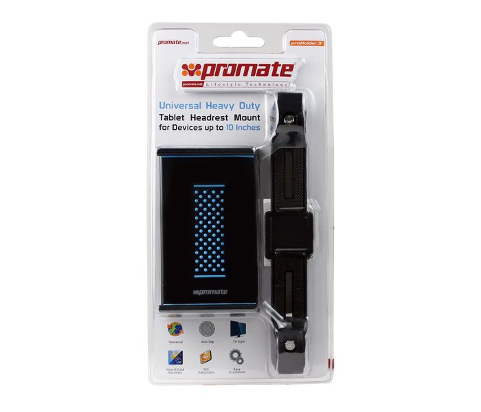 Promate Proholder3 Universal Car Headrest Tablet Mount Holder for Tablet and iPad - Black & Blue - Zoom Image 2