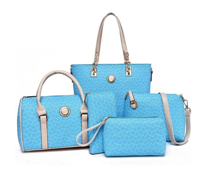 5 Pieces Womens Fashion England Style Tote Bag Set JA125-5 Sky Blue - Zoom Image