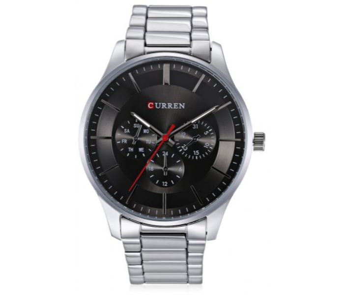 Curren 8282 Analog Quartz Watch For Men Silver and Black - Zoom Image 2