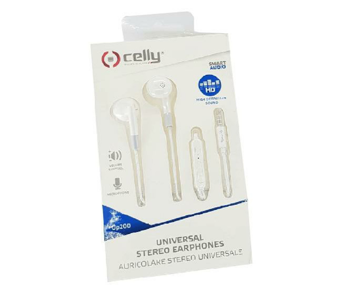 Celly UP200WH 3.5mm Universal Stereo Earphones - White - Zoom Image 1