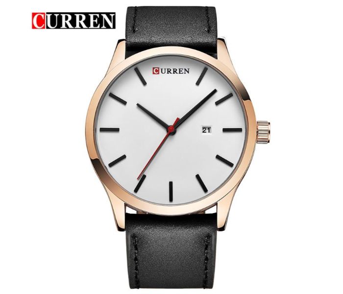 Curren 8214 Casual Simple Nail Dial Watch For Men Black and White - Zoom Image