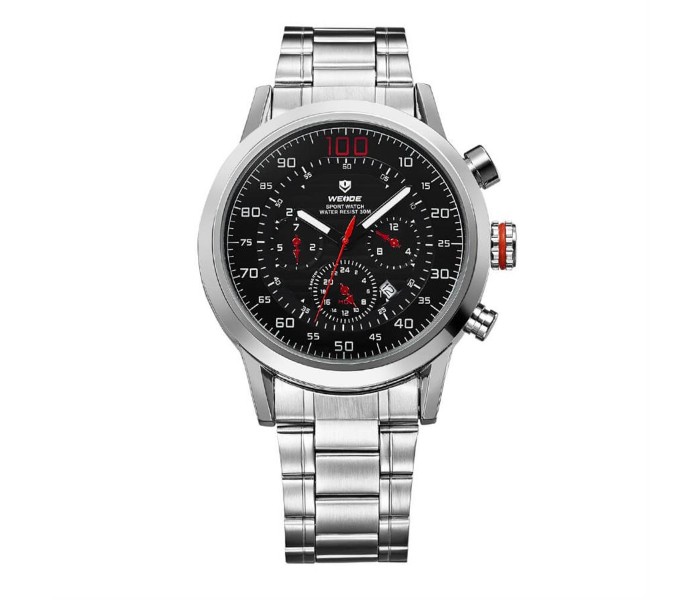 Weide WH 3311MB Mens Analog and Complete Calendar Watch Silver and Red - Zoom Image 4