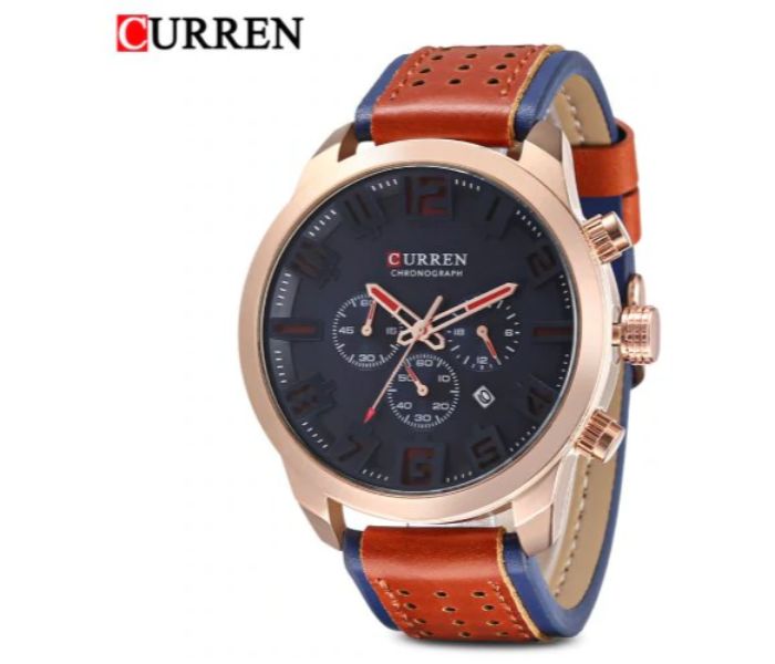 Curren 8289 Chronograph Watch For Men Blue And Brown - Zoom Image 3