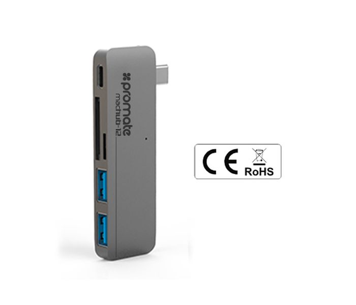 Promate Machub-12 USB TYPE-C HUB, Grey - Zoom Image 4