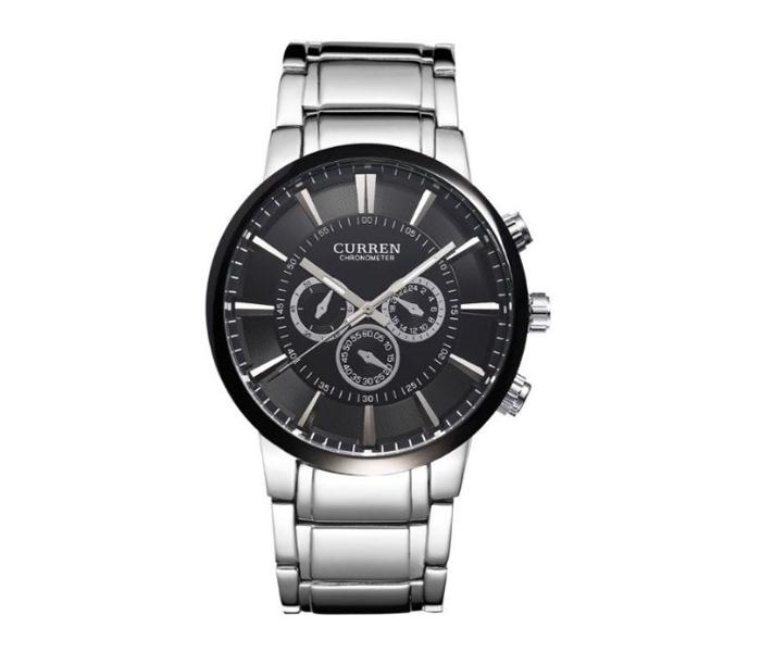 Curren 8001A Stainless Steel Analog Watch Set For Men - Black - Zoom Image