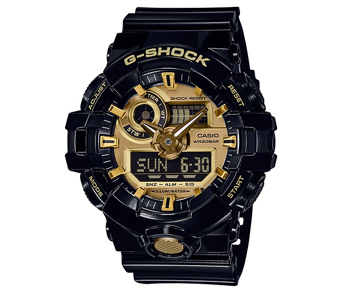 Casio G Shock GA-710GB-1ADR Mens Analog and Digital Watch Black and Gold - Zoom Image