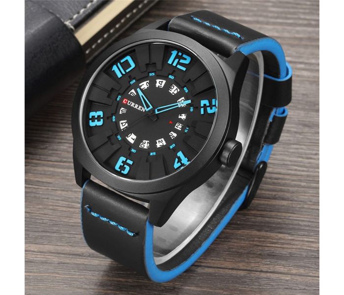 Curren 8258 Casual Quartz Watch For Men Black And Blue - Zoom Image 2