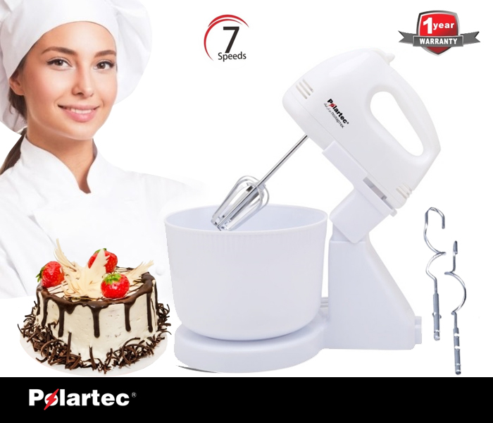 Polartec PT-3621 Hand Mixer With Plastic Bowl - White - Zoom Image