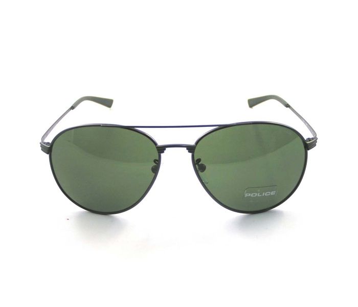 Police S8953 0627 Oval Matt Gun Metal Frame & Green Mirrored Sunglasses for Men - Zoom Image 2