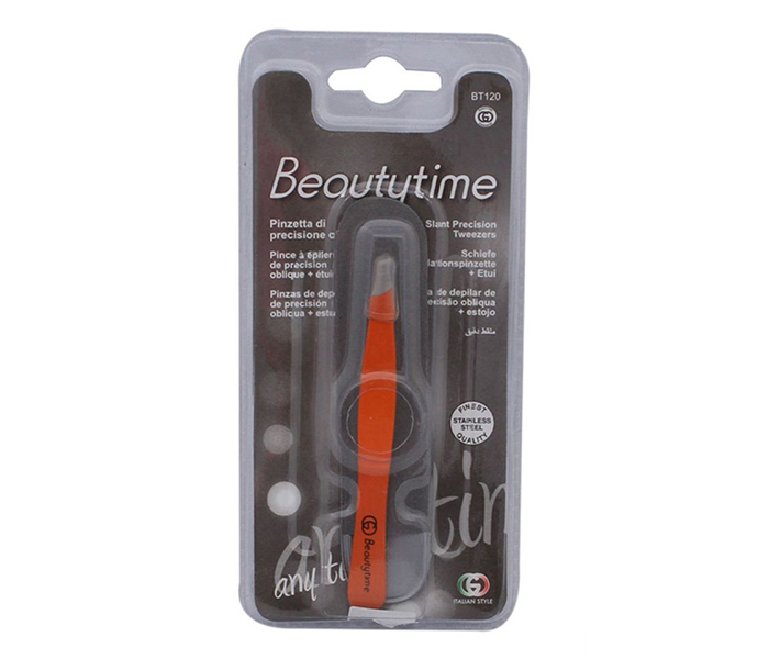 Beautytime N15766257A Stainless Steel Time Design Slant Tweezer - Orange - Zoom Image