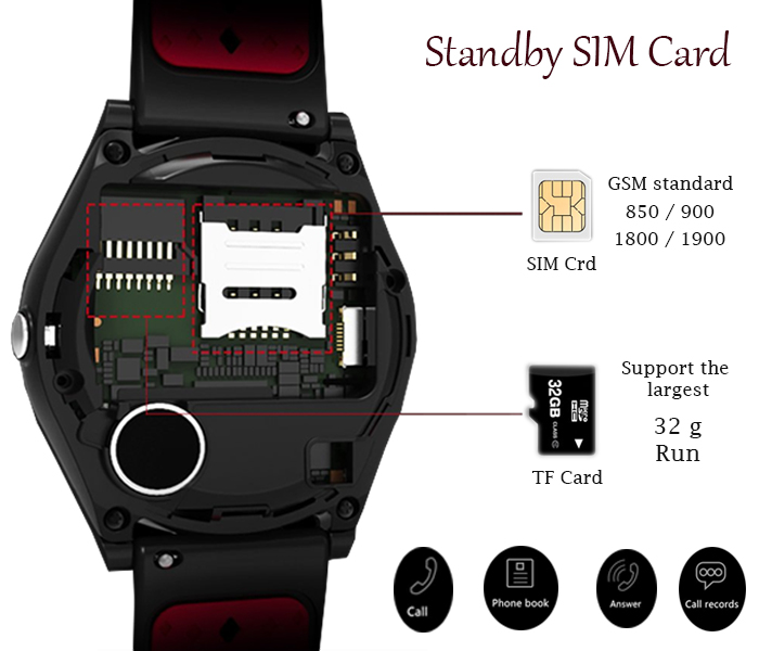 Flli V9 Bluetooth 4.0 Waterproof Android Smart Watch - Red - Zoom Image 5