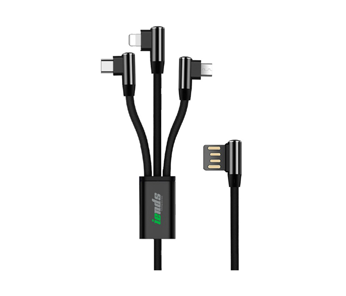 iends IE-CA1453 3-in-1 L Shape Cable - Black - Zoom Image 5