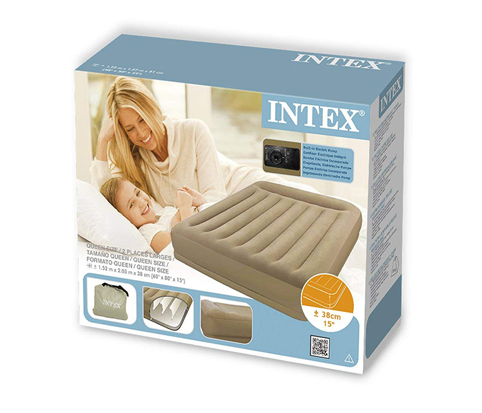 Intex ZX-67748 Inflatable Queen Size Pillow Rest Mid-Rise Airbed - Brown - Zoom Image 2