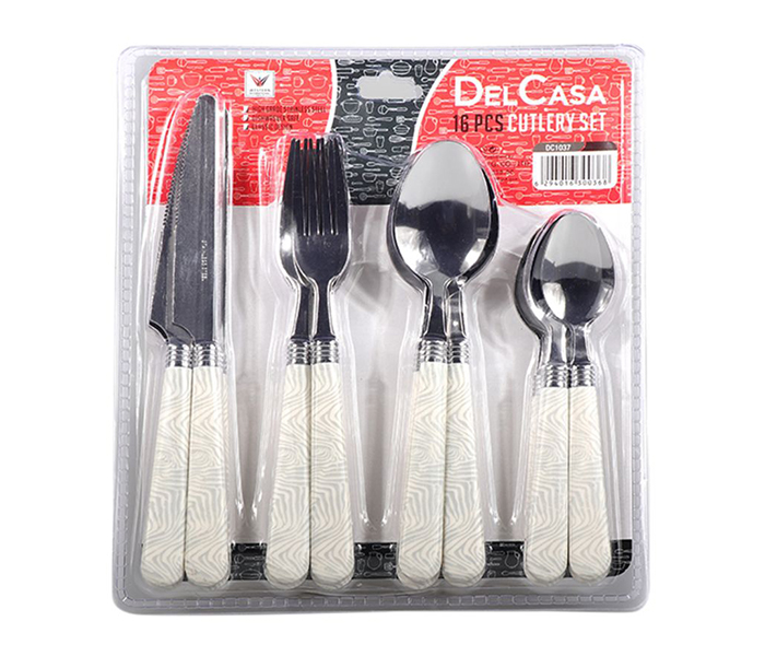 Delcasa DC1037 Cutlery Set - 16 Pieces, White - Zoom Image