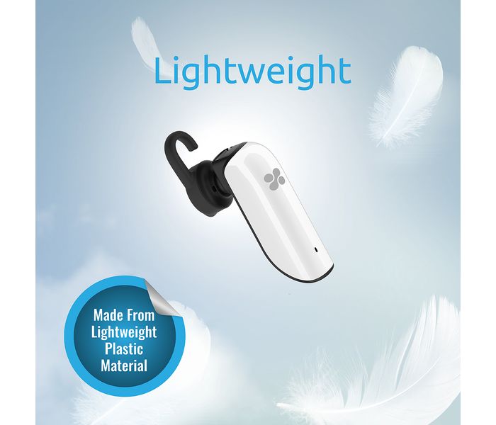 Promate Mondo Ultra Slim Wireless Mono Bluetooth Headset, White - Zoom Image 1