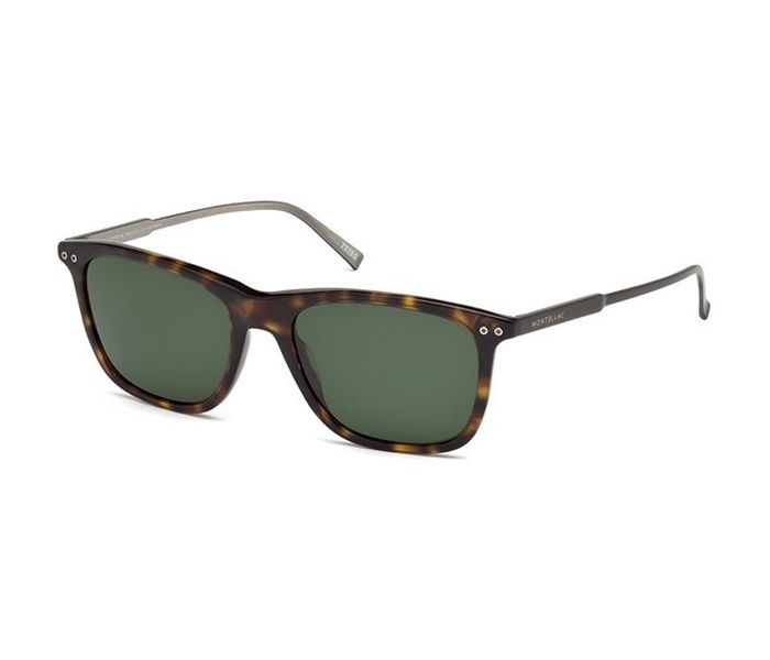 Mont Blanc MB 600S 52R Rectangle Havana Frame & Green Mirrored Sunglasses for Unisex - Zoom Image 2