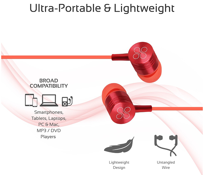 Promate Meta Universal In Ear Noise Isolation Stereo Earphone - Red - Zoom Image 3