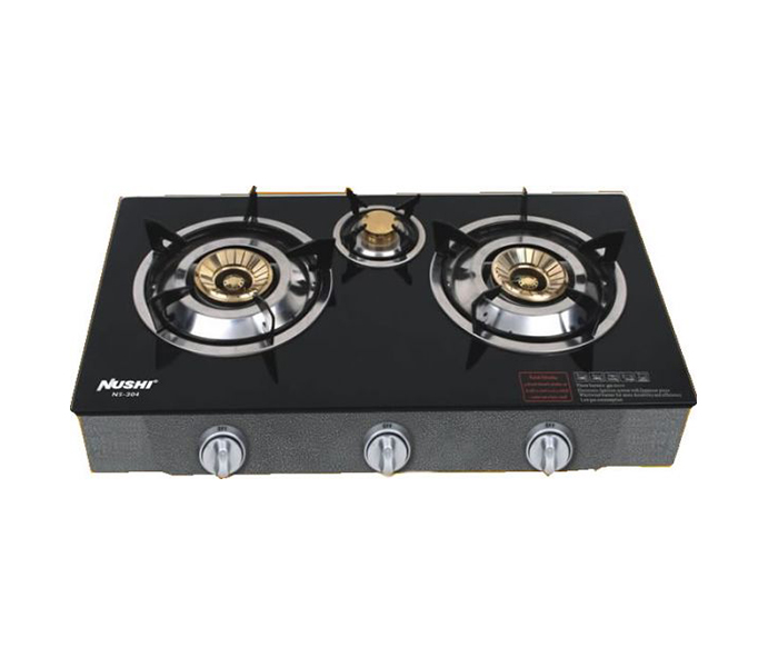 Nushi NS-304 3 Burner Gas Stove with Glass Top - Zoom Image