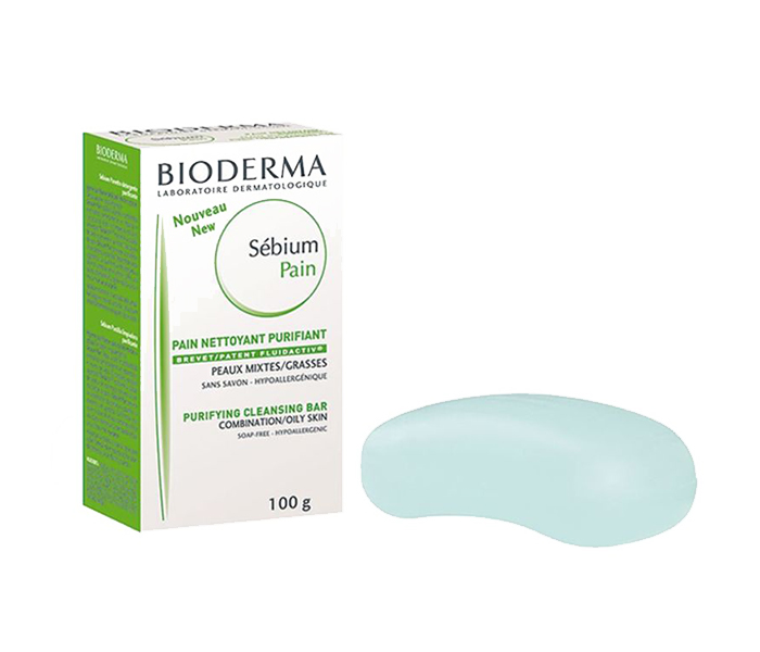 Bioderma N13985639A Sebium Pain Purifying Cleansing Bar - Blue, 100G - Zoom Image