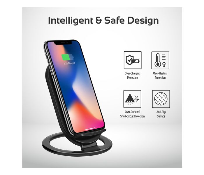 Promate AuraDock-3 Qi Wireless Charging Pad with Detachable Stand, Black - Zoom Image 5