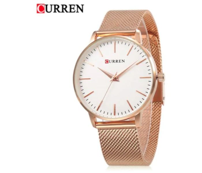 Curren 9021 Stainless Steel Analog Quartz Watch For Women Rose Gold and White - Zoom Image 1