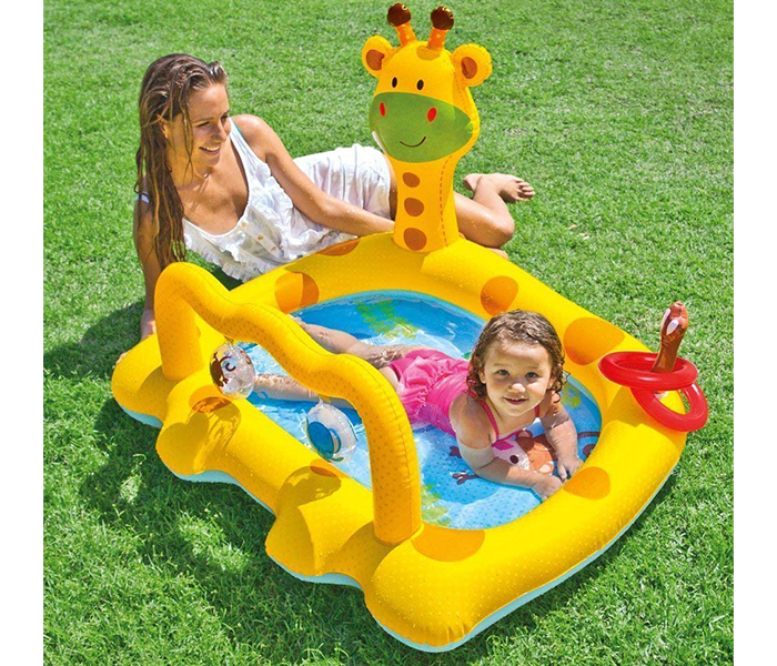 Intex ZX-57105 112 x 91 x 72CM Inflatable Smiley Giraffe Baby Pool - Yellow - Zoom Image 2