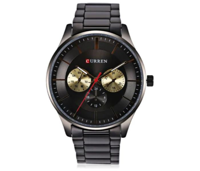 Curren 8282 Analog Quartz Watch For Men Black and Gold - Zoom Image 2