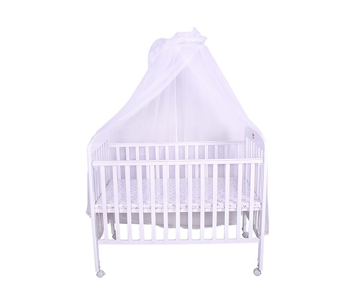 Baby Plus BP4480 Wooden Bed with Mosquito Net - White - Zoom Image 2