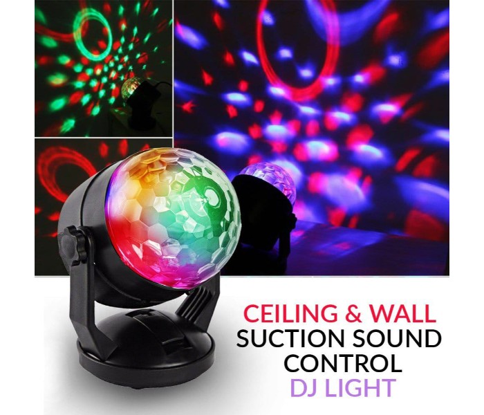 Sound Control LED Rotating RGB -DJ Light with Ceiling and Wall Suction LDJ3 Black - Zoom Image 3