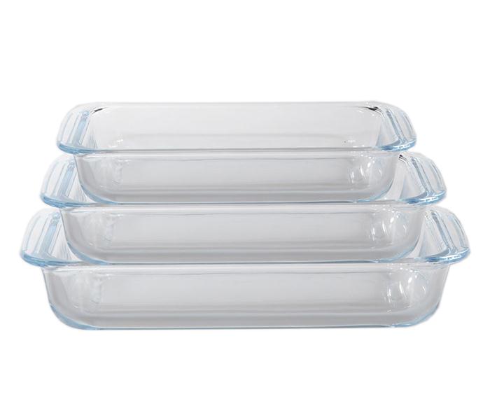 Royalford RF8802 Rectangular Glass Baking Tray Set - 3 Pieces - Zoom Image