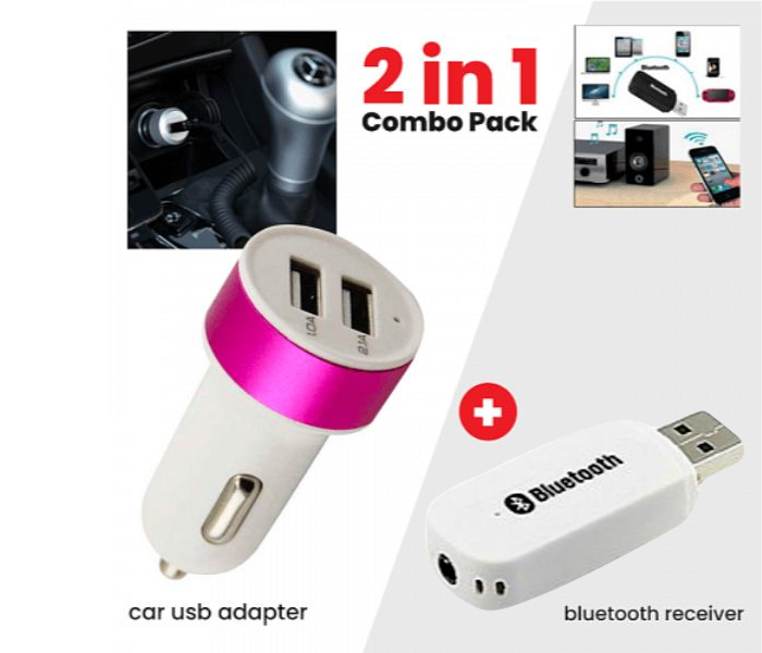 Offal AX702 2 in 1 Combo Pack Dual USB Port Adaptor Plus Bluetooth Music Receiver Multicolor - Zoom Image 5