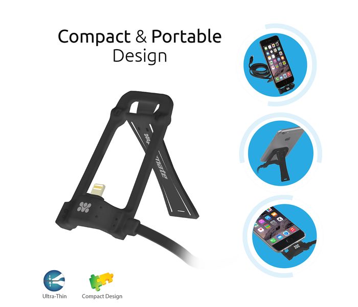 Promate Pose-LT Charge and Sync Dock Stand with Flat Cable - Black - Zoom Image 1