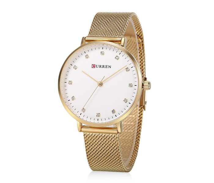 Curren 9023 Stainless Steel Analog Quartz Watch For Women Gold and White - Zoom Image 1