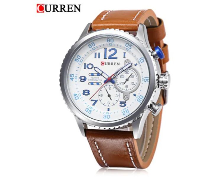 Curren 8179 Casual Analog Quartz Watch For Men Silver And White - Zoom Image 1