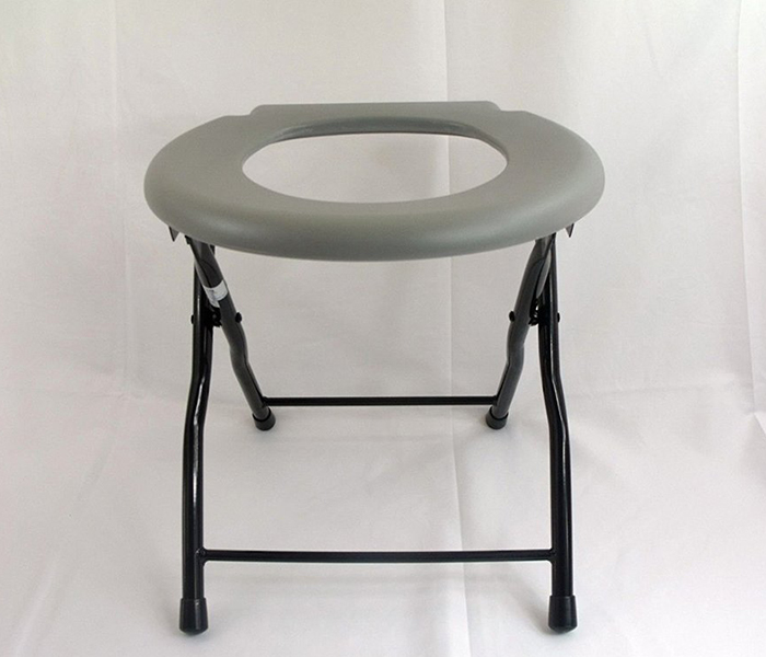 Folding Commode Chair Steel Portable Camping Toilet Seat - Grey & Black - Zoom Image 2