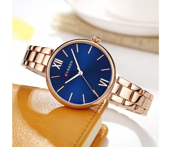 Curren 9017 Quartz Watch For Women Gold and Blue - Zoom Image 1