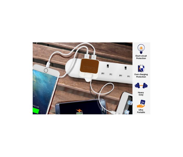 Promate SmartPlug-LT 4.4A Fast Wall Charger with Dual USB Port, White - Zoom Image 4