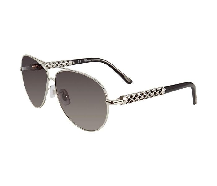 Chopard SCHB66S 0579 Aviator Aviator Silver Frame & Brown Gradient Mirrored Sunglasses for Unisex - Zoom Image