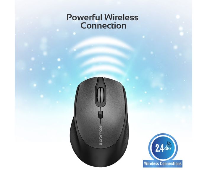 Promate Clix-5 2.4GHz Wireless Optical Mouse with Precision Scrolling, Black - Zoom Image 2