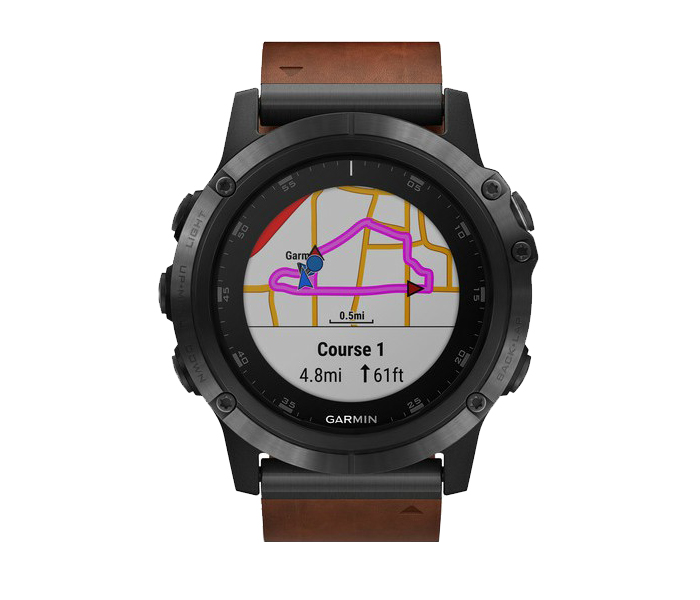 Garmin 010-01989-03 Fenix 5X Plus Smartwatch - Sapphire Slate Gray with Brown Leather Band - Zoom Image 8