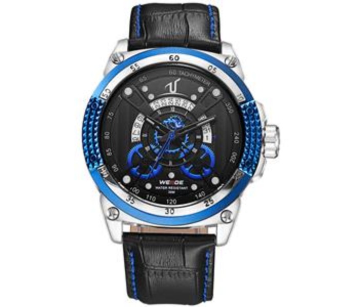 Weide UV 1605LB Mens Analog and Complete Calendar Watch Black and Blue - Zoom Image 4