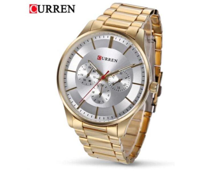 Curren 8282 Analog Quartz Watch For Men Gold and Silver - Zoom Image 1