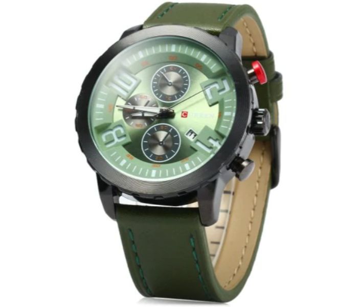 Curren 8193 Date Display Quartz Watch With Leather Strap For Men Green - Zoom Image 1