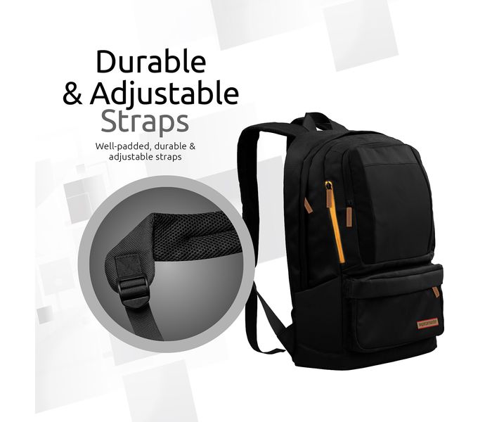 Promate Drake 15.6 inch Premium Laptop Backpack with Multiple Pocket Options, Black - Zoom Image 4